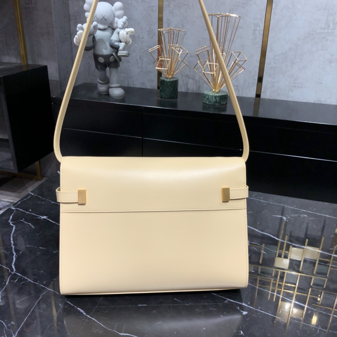 Saint Laurent Manhattan Box Calfskin Shoulder Bag Beige 579271 